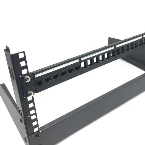 Vista 3 de Paquete de 2 paneles de conexión 1U de 24 puertos Keystone en blanco, carcasa de montaje en rack de 1U de 19 pulgadas para conectores Keystone (2)