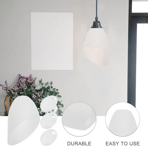Vista 4 de VANZACK Pantalla de herradura, pantalla de plástico de repuesto para lámpara blanca, cubierta de luz para lámpara de pie, luz de dormitorio, 4 piezas