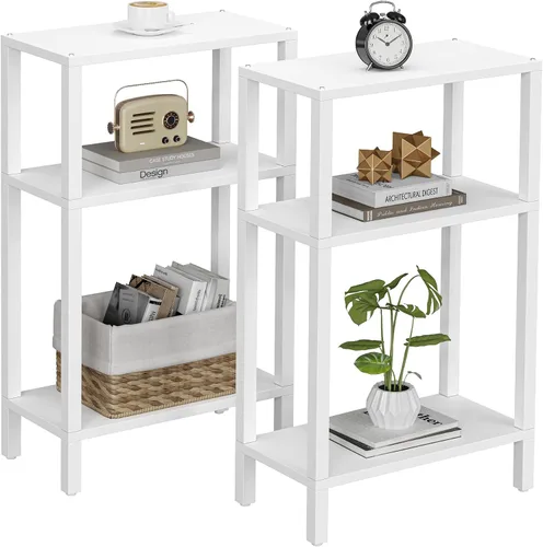 Vista 15 de TUTOTAK Mesa auxiliar pequeña, mesa de extremo estrecho, mesa de sofá delgada, mesita de noche delgada, mesa de sofá, sala de estar, dormitorio Negro