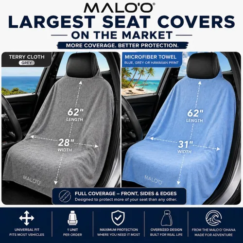 Vista 5 de Malo'o SeatGuard - Funda para asiento de automóvil, la toalla de asiento más grande del mundo, es perfecta para atletas - Fitness, gimnasio, correr