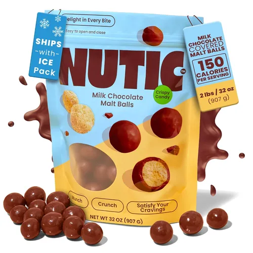 Vista 9 de Nutic Bolas de leche malteadas cubiertas de chocolate con leche gourmet – 1 libra de caramelo a granel para Navidad, vacaciones y noches de cine