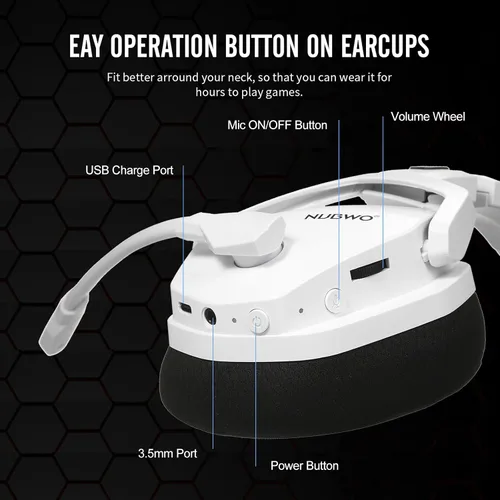 Vista 4 de Docooler G06 Auriculares inalámbricos para juegos con micrófono para PS4 PS5 PC Auriculares sobre la oreja con cancelación de ruido Batería de larga