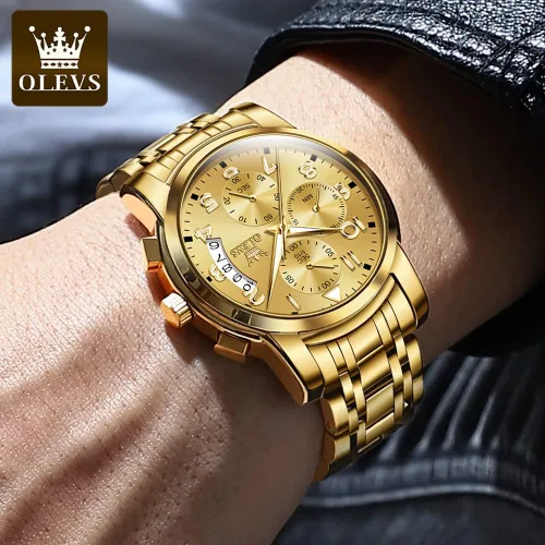 Vista 9 de OLEVS Reloj de pulsera ajustable de acero inoxidable impermeable para hombre, reloj analógico de cuarzo para hombre, moda de negocios, clásico