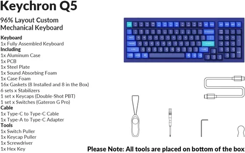 Vista 9 de Keychron Q5 RGB QMKVIA - Teclado mecánico personalizado con cable macro programable con interruptor rojo Gateron G Pro intercambiable en caliente 96