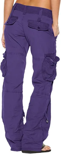 Vista 3 de SKDOGDT Pantalones cargo para mujer, de cintura baja, holgados, de paracaídas, talla grande, pantalones deportivos de senderismo con múltiples