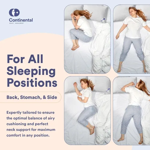 Vista 5 de Continental Bedding Serenity Collection 700 Fill Power - Almohada de plumón húngara en tamaño bajo, mediano, extra loft, plumón certificado RDS