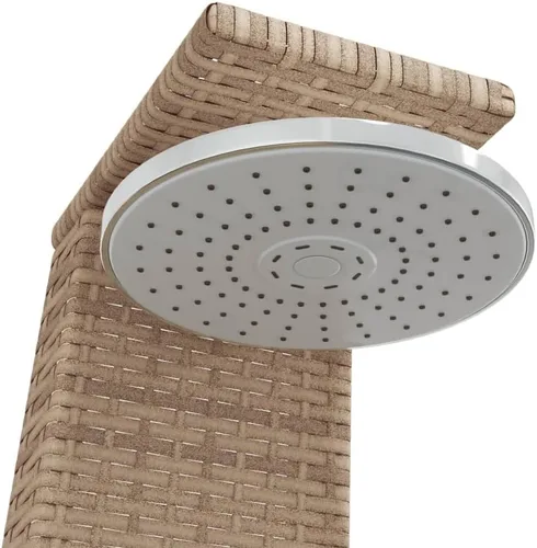 Vista 6 de vidaXL Outdoor Shower Beige 21.7"x23.6"x88.2" Poly Rattan and Acacia Wood