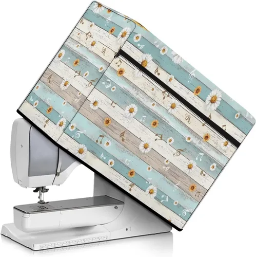 Vista 24 de Funda para máquina de coser de girasoles de otoño con prácticos bolsillos, cubierta protectora duradera acolchada contra el polvo, accesorios
