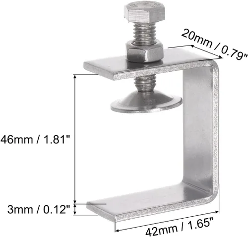 Vista 2 de uxcell Abrazadera en C de acero inoxidable con apertura de mandíbula de 1.811 in de ancho para carpintería Soldadura Edificio Montaje