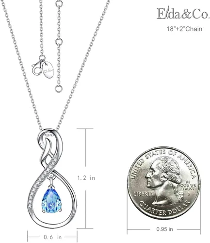Vista 4 de ELDA & CO. Regalos de cumpleaños, collar infinito de plata de ley 925 con piedras natales de octubre y noviembre, turmalina rosa, citrino, regalos