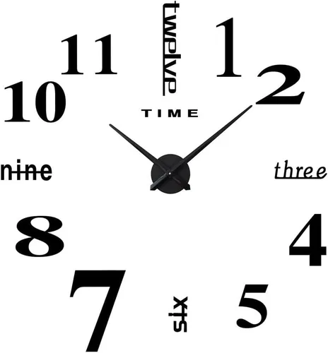 Vista 2 de Reloj de pared grande, 3D, sin marco, para hacerlo usted mismo.