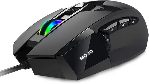 Vista 3 de MOJO Pro Performance Ratón Silencioso para Juegos - Ratón con Cable con 9 Botones Programables Incluyendo Tecla de Francotirador, 12000 DPI, 1000