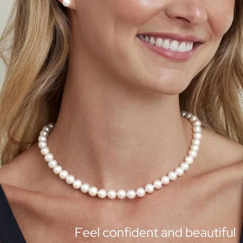 Vista 9 de The Pearl Source Real Pearl Necklace for Women with AAA+ Quality Round White Freshwater Genuine Cultured Pearls