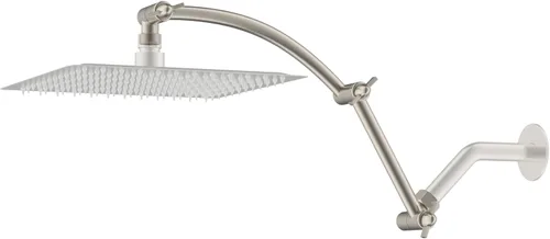 Vista 10 de Hibbent Brazo de Extensión para Cabezal de Ducha Totalmente Metálico de 10'', Latón Sólido Flexible Ajustable en Altura y Ángulo, Extensor de Brazo