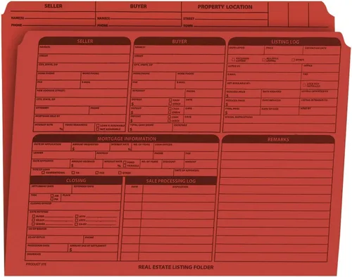 Vista 6 de Carpeta de listado de bienes raíces, panel derecho, tamaño legal, soporte para documentos, preimpreso con lista de verificación de cierre y tarjeta