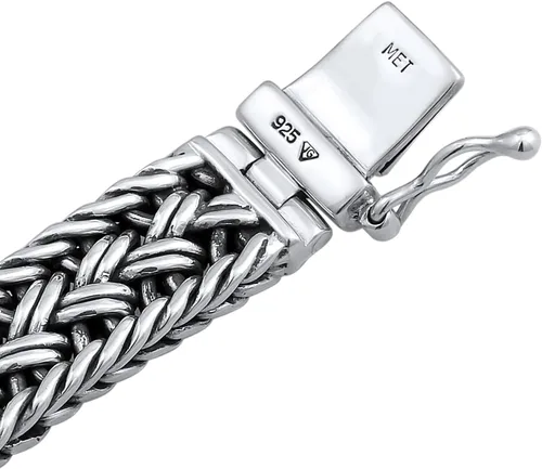 Vista 3 de kuzzoi Pulsera bizantina de plata de ley 925 para hombre, longitud 6,69 pulgadas - 8,27 pulgadas, ancho 0,39 pulgadas, 1.41 onzas, Metal