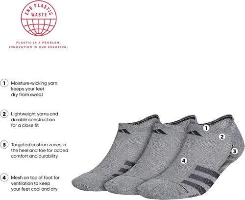 Vista 2 de adidas Calcetines Superlite Stripe 3 para hombre (3 pares)