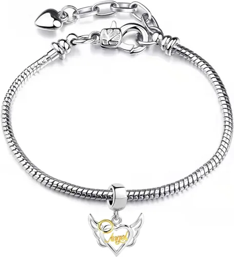 Vista 4 de Dije colgante de ángel de la guarda compatible con pulseras Pandora