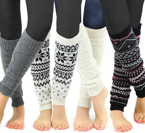 Vista 14 de TeeHee - Calentadores de pierna hasta la rodilla, extra largos hasta el muslo, puños para botas para mujer, multipares de regalo para ella 3 pares