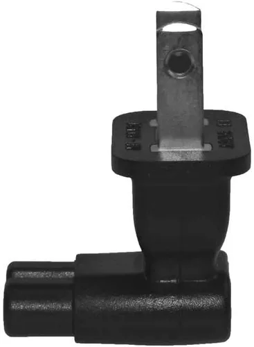 Vista 3 de SF Cable, Adaptador de enchufe de ángulo recto de 2 puntas, receptáculo IEC 60320-C7 de los E.E.U.U. a NEMA 1-15P