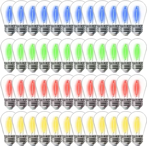 Vista 13 de Paquete de 15 bombillas LED de repuesto para exteriores FLSNT para luces de cadena, bombillas colgantes LED S14 para patio, jardín, base E26, 2200 K