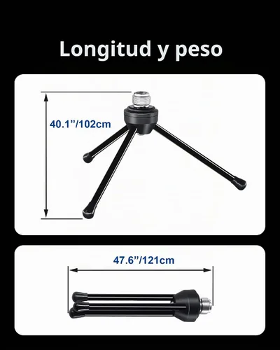 Vista 5 de SUUNTOK Soporte de micrófono de escritorio con soporte de clip para micrófono, trípode plegable con pies antideslizantes, soporte de micrófono