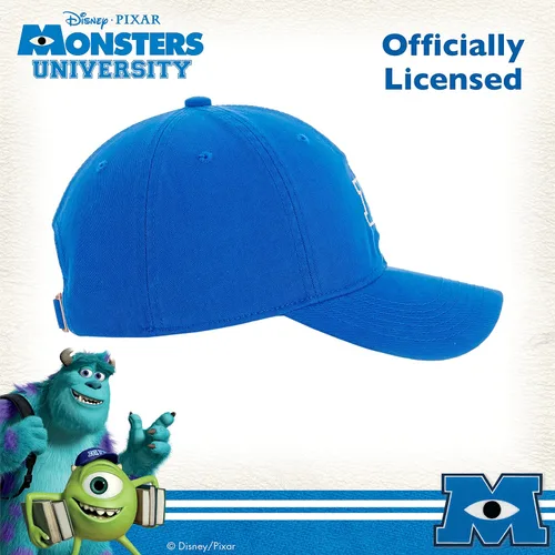 Vista 5 de Concept One Disney Pixar Monsters University MU - Sombrero de béisbol de algodón ajustable con gancho y lazo con ala curvada azul marino talla única