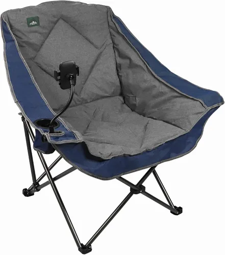 Vista 7 de Northroad Silla de camping plegable de gran tamaño, silla de césped acolchada para exteriores con soporte para tazas, bolsa de transporte para Negro