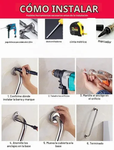 Vista 7 de Paquete de 2 barras de agarre para ducha de 12 pulgadas, mango de acero inoxidable satinado de níquel cepillado para baño, barra de equilibrio
