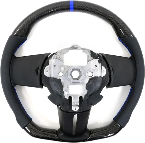 Vista 7 de IKON MOTORSPORTS, Volante compatible con Ford Mustang 2010-2014, Kit de reemplazo de cuerpo de volante en fibra de carbono y cuero con costura azul