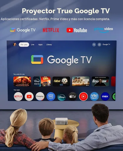 Vista 6 de Proyector de TV Google 4K compatible con - Proyector inteligente CiBest con WiFi 6 y Bluetooth, proyector de película para exteriores con motor