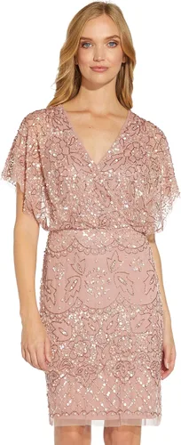 Vista 4 de Adrianna Papell Vestido blusa de malla con cuentas para mujer