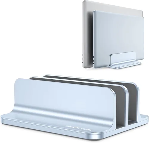 Vista 19 de OMOTON Soporte vertical para computadora portátil [versión doble actualizada], soporte de escritorio de aluminio para Mac Book con base ajustable