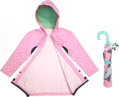 Vista 7 de Kids Umbrella for Girls and Boys & Rain Coats Set -Toddler Umbrellas Kids Raincoat Boys Girls Jacket (3-9 Years)