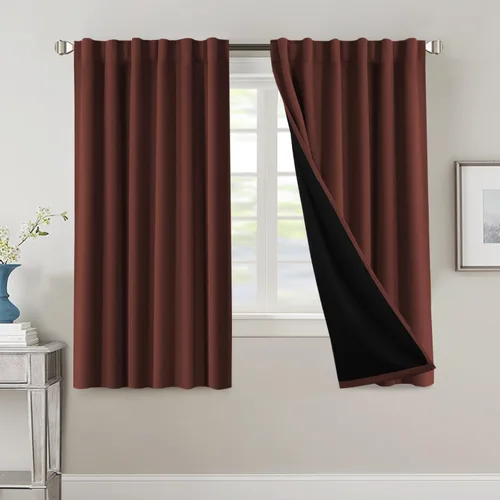 Vista 47 de H.VERSAILTEX Cortinas 100% opacas para dormitorio con forro negro, cortinas de oscurecimiento de habitación completa, con aislamiento térmico