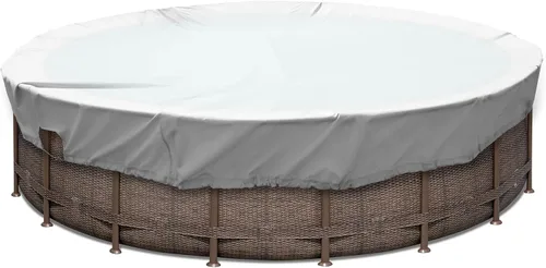 Vista 10 de SunnyRoyal Cubierta de piscina para piscinas sobre el suelo, cubierta redonda de invierno de 10 pies para piscinas de 6 pies, cubierta de seguridad