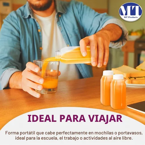 Vista 6 de 8 Oz. Empty Clear PET botellas plásticas de jugo con tapa por MT Products - Set de 12 botellas y 12 tapas