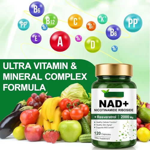 Vista 5 de Suplemento NAD+ de 2000 mg extra fuerte para mujeres y hombres, 120p