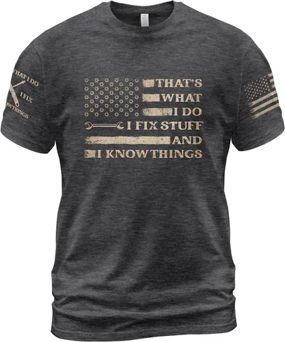 Vista 10 de Camiseta I Fix Stuff para hombre, camiseta Know Things 11 Negro