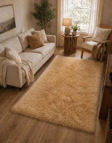 Vista 20 de LAMBZY Alfombra rectangular de piel de oveja sintética, súper suave, hipoalergénica, de felpa, lujosa alfombra de felpa sedosa para dormitorios