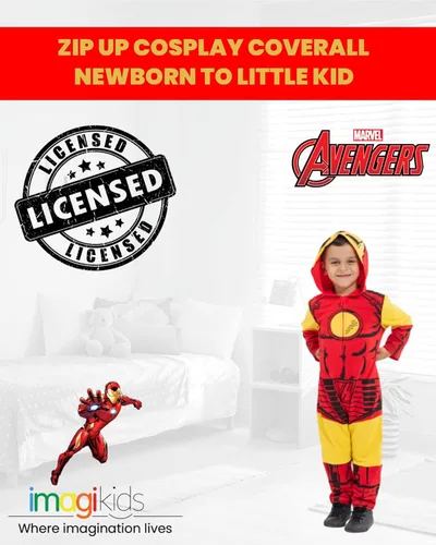 Vista 4 de Marvel Venengers Spider-Verse Spider-Man Venom Iron Man Zip Up Cosplay Enterizo Recién Nacido a Niño Pequeño