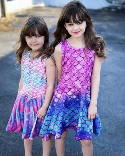 Vista 3 de Funnycokid - Vestido sin mangas, informal, estampado, de fiesta para niñas de 4 a 13 años