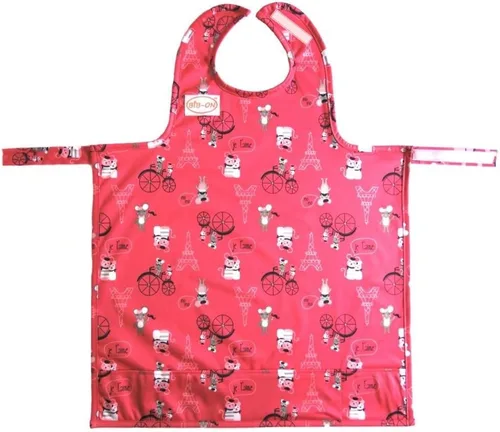 Vista 10 de BIB-ON, Combinación de babero y delantal de cobertura completa para bebés, bebés y niños pequeños de 0 a 4 años. Cuadros azules