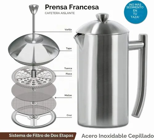 Vista 2 de Frieling Prensa de café de acero inoxidable de doble pared, 17 onzas, cafetera de prensa francesa aislada para acampar y viajes, diseño no plástico