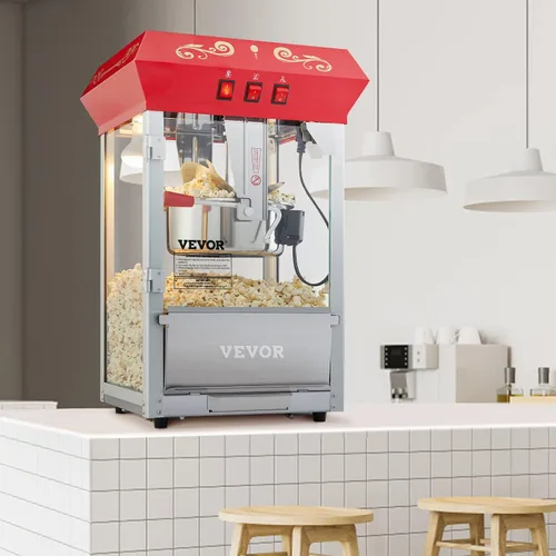 Vista 8 de VEVOR - Máquina comercial para hacer palomitas, hervidor de 8 oz, máquina de palomitas de 850 W para 48 tazas por tanda, máquina de palomitas