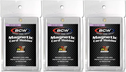 Vista 2 de BCW Tarjetero magnético de 180 PT de grosor, paquete de 3, estuche protector para tarjetas con cierre magnético dorado seguro, protección UV, diseño