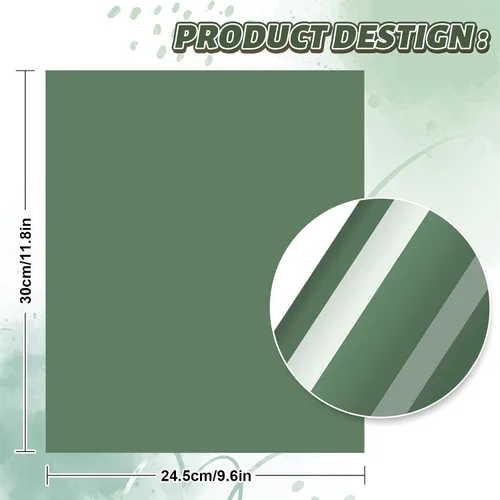 Vista 2 de Whaline 12 hojas de vinilo de transferencia de calor verde salvia, surtido de vinilo verde degradado para planchar, vinilo adhesivo HTV impreso