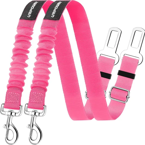 Vista 10 de URPOWER Paquete de 2 cinturones de seguridad para perro, arnés retráctil para automóvil, cinturón de seguridad ajustable para mascotas