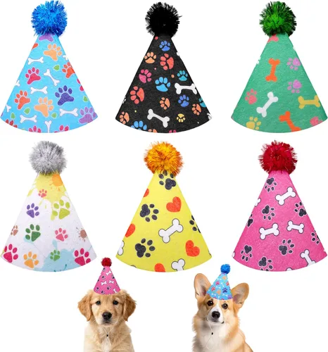 Vista 9 de 6 sombreros de fieltro para fiesta de cumpleaños para perros pequeños, cachorros, gatos