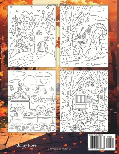 Vista 2 de Autumn Large Print Coloring Book 60 Beautifully Prepared Autumn Themed Coloring Pages for Adults and Seniors - Simple, Easy and Fun Autumn Season
